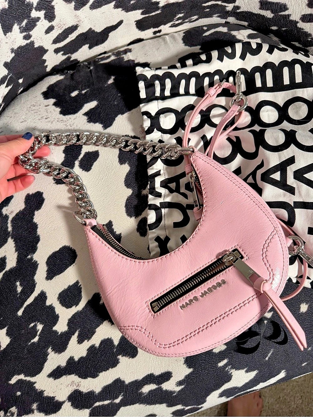 Marc Jacobs The Micro Crescent Bag Shoulder Bag Pink & Silver